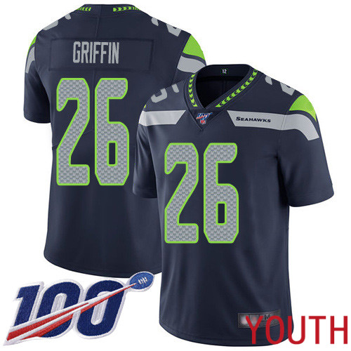 Seattle Seahawks Limited Navy Blue Youth Shaquill Griffin Home Jersey NFL Football #26 100th Season Vapor Untouchable->youth nfl jersey->Youth Jersey